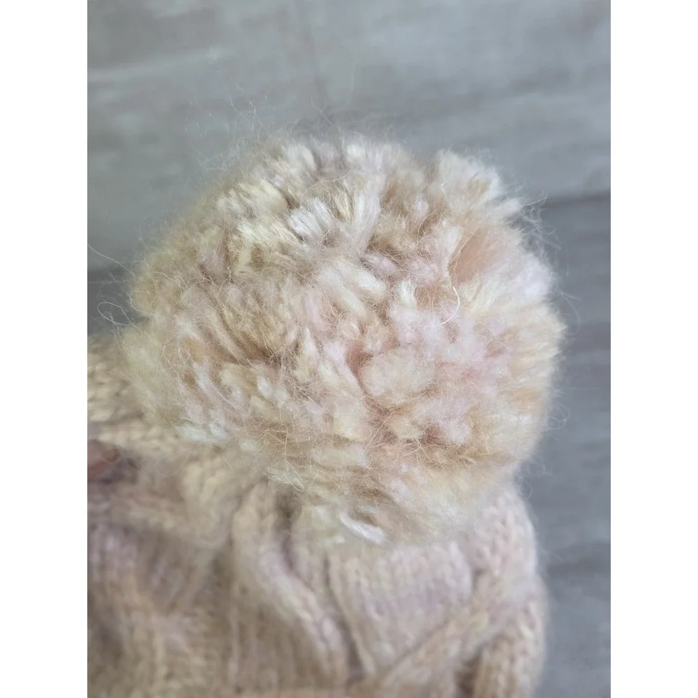 Free People Rainbow Beanie Hat Wool Blend Ivory Winter Warm Cozy NWT